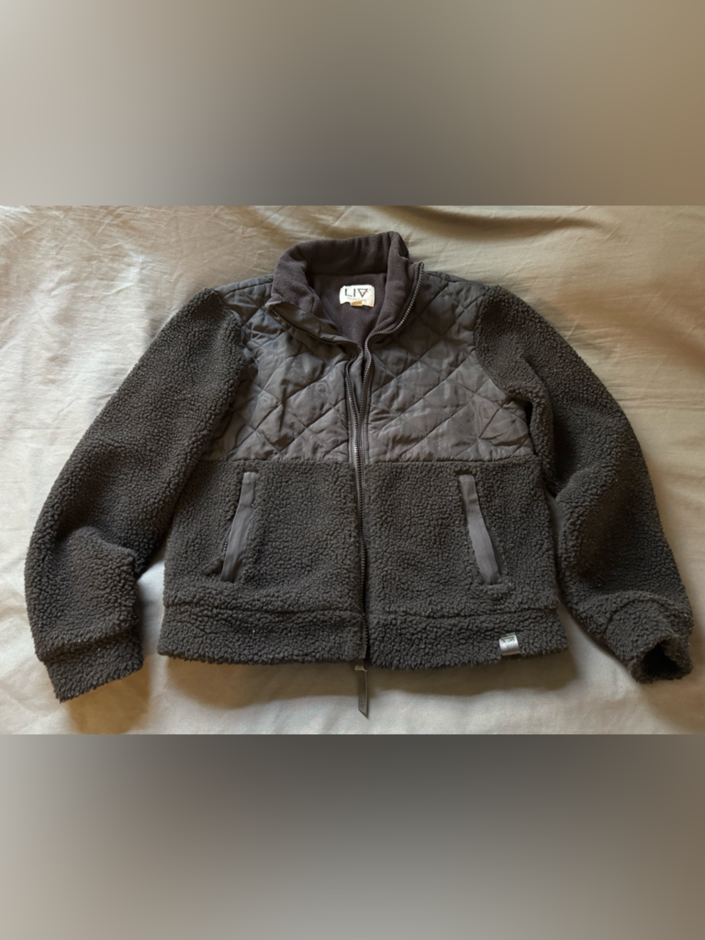 Liv Women's Quilted Sherpa Bomber Jacket - Black